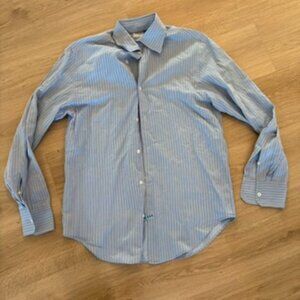 ARMANI COLLEZIONI Luxury Dress Shirt Blue Gray Stripe Small